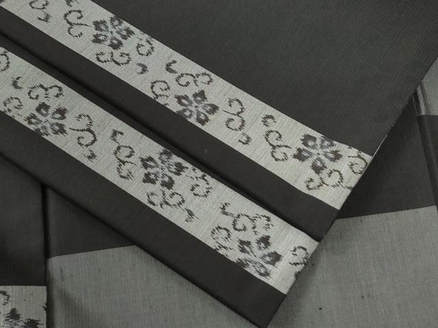 平和屋着物●上質な紬 横段花唐草文 黒地 健勝苑扱い 正絹 逸品 CABG0411yc
