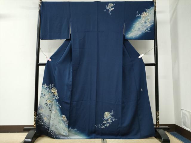 平和屋着物●訪問着 作家物 黄金繭 流水雪輪草花文 暈し染め 金彩 やまと誂製 正絹 逸品 CABG0413yc