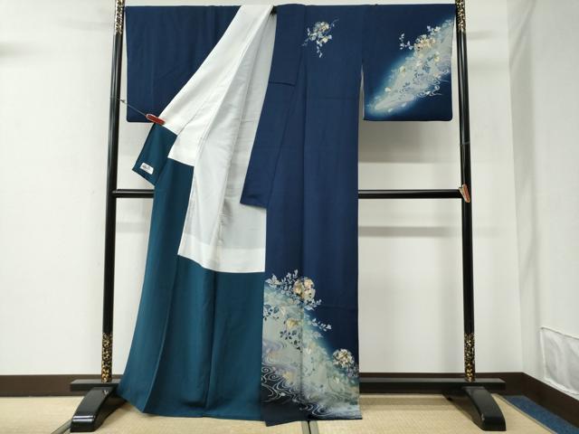 平和屋着物●訪問着 作家物 黄金繭 流水雪輪草花文 暈し染め 金彩 やまと誂製 正絹 逸品 CABG0413yc