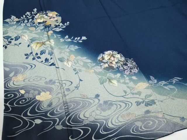 平和屋着物●訪問着 作家物 黄金繭 流水雪輪草花文 暈し染め 金彩 やまと誂製 正絹 逸品 CABG0413yc
