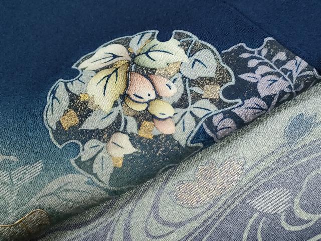 平和屋着物●訪問着 作家物 黄金繭 流水雪輪草花文 暈し染め 金彩 やまと誂製 正絹 逸品 CABG0413yc