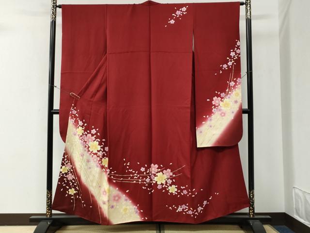 平和屋着物●豪華振袖 舞桜文 暈し染め 金彩 正絹 逸品 CABG0414yc