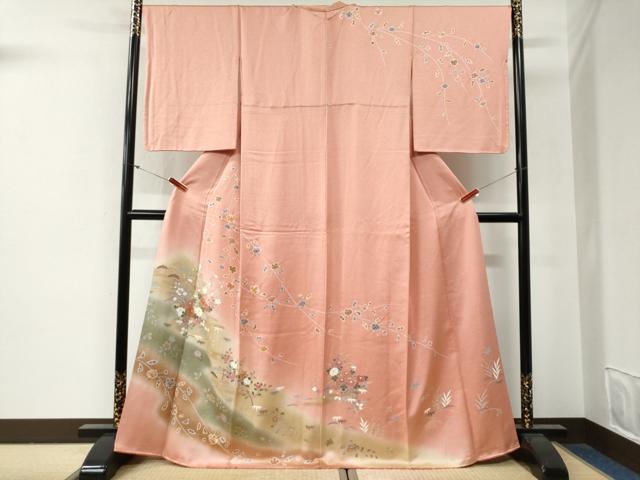 平和屋着物●訪問着 絞り エ霞花籠文 暈し染め 正絹 逸品 CABG0420yc