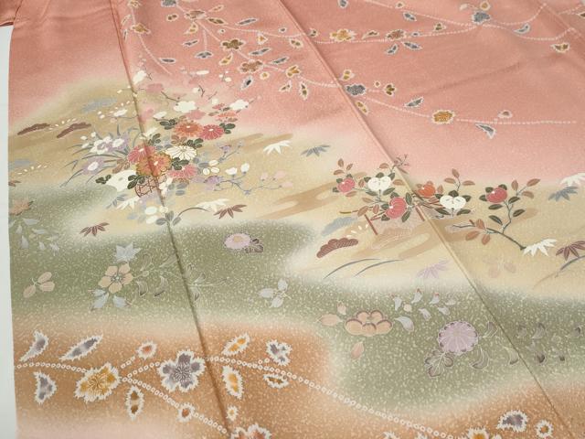 平和屋着物●訪問着 絞り エ霞花籠文 暈し染め 正絹 逸品 CABG0420yc