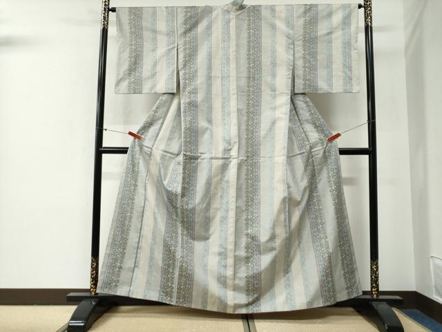 平和屋着物●本場大島紬 9マルキ 120亀甲 総絣 草花吉祥間道 正絹 逸品 CABG0423yc