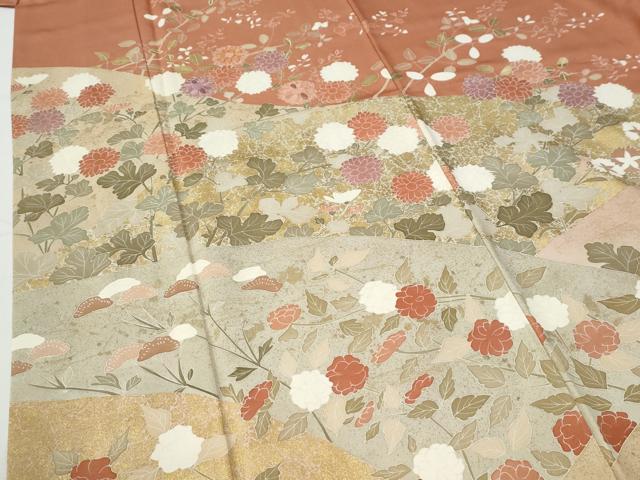 平和屋着物●訪問着 駒刺繍 枝花文 金彩 ロング丈 正絹 逸品 CABG0426yc