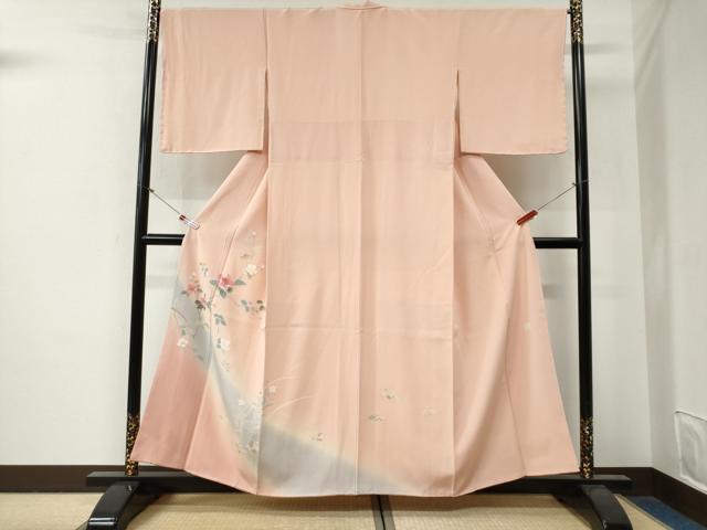 平和屋着物●訪問着 友禅 作家物 枝花文 暈し染め 正絹 逸品 未使用 CABG0434yc