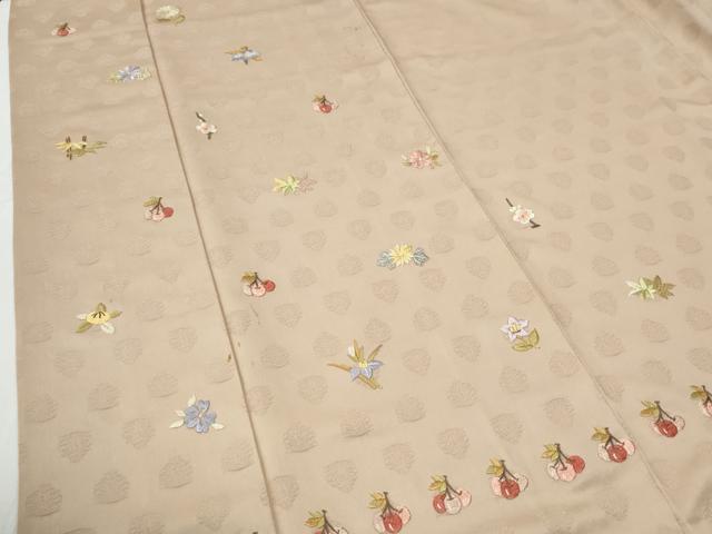 平和屋着物●訪問着 総刺繍 南天草花文 正絹 逸品 CABG0435yc