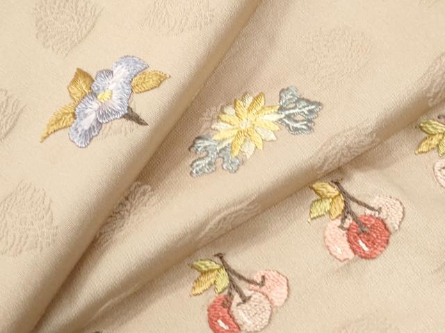 平和屋着物●訪問着 総刺繍 南天草花文 正絹 逸品 CABG0435yc