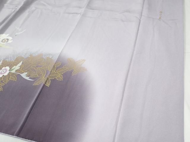 平和屋着物●訪問着 岡山工芸作 草花文 暈し染め 金銀彩 ロング丈 正絹 逸品 CABG0443yc