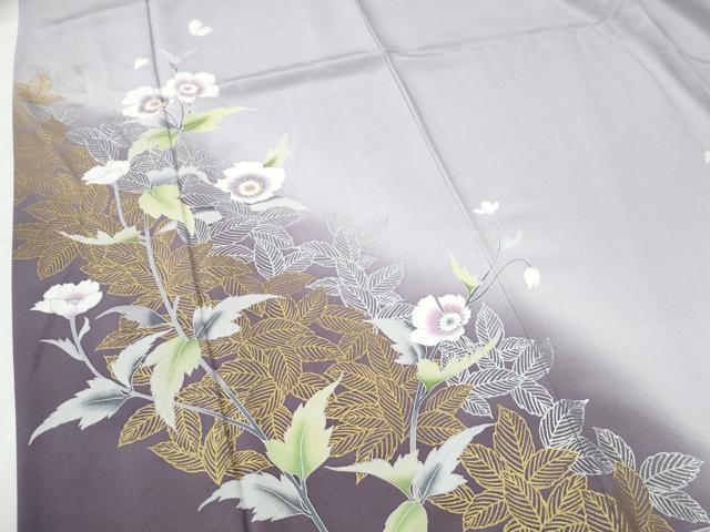 平和屋着物●訪問着 岡山工芸作 草花文 暈し染め 金銀彩 ロング丈 正絹 逸品 CABG0443yc