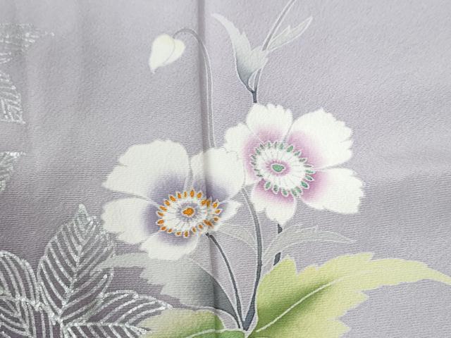 平和屋着物●訪問着 岡山工芸作 草花文 暈し染め 金銀彩 ロング丈 正絹 逸品 CABG0443yc