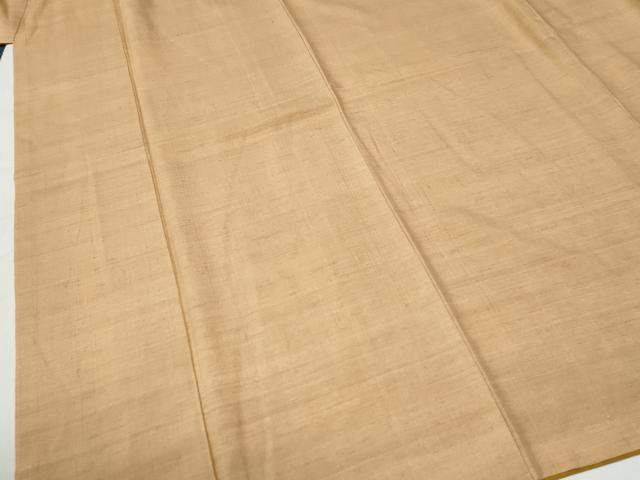 平和屋着物●結城紬 色無地 杏色 正絹 逸品 CABG0445yc