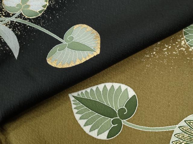 平和屋着物●訪問着 作家物 駒刺繍 葵 暈し染め 黒地 金彩 正絹 逸品 CABG0446yc