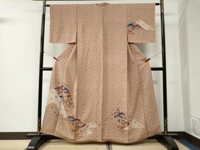 平和屋着物●訪問着 型染め 遠山松梅文 正絹 逸品 CABG0448yc