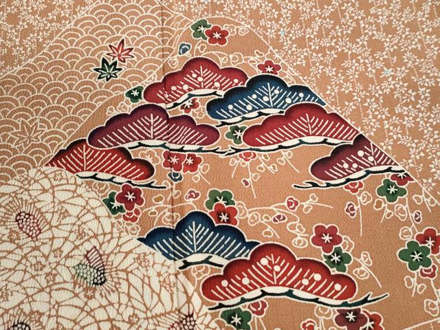 平和屋着物●訪問着 型染め 遠山松梅文 正絹 逸品 CABG0448yc