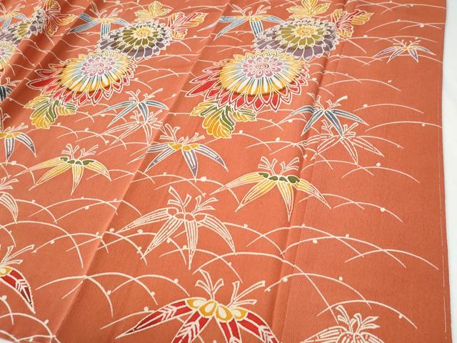 平和屋着物●訪問着 型染め 露芝菊笹文 正絹 逸品 未使用 CABG0449yc
