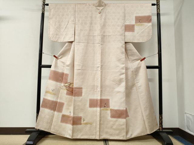 平和屋着物●訪問着 刺繍 琴 霞草花文 金彩 正絹 逸品 CABG0454yc