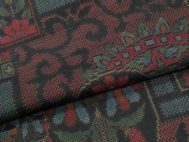 平和屋着物●本場大島紬 7マルキ 色紙更紗草花文 正絹 逸品 CABG0458yc