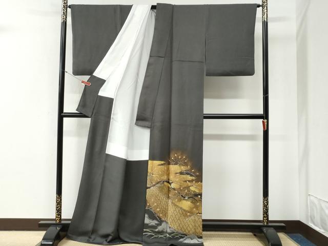 平和屋着物●豪華色留袖 作家物 籬枝松文 ロング丈 正絹 逸品 CABG0459yc