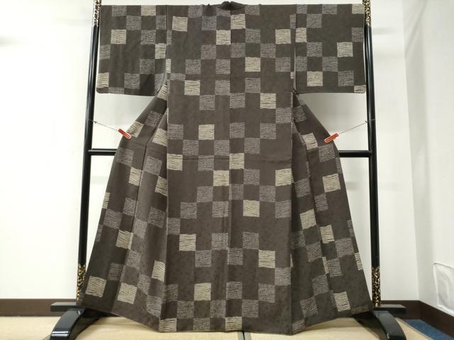 平和屋着物●上質な小紋 変わり市松吉祥文 正絹 逸品 CABG0461yc