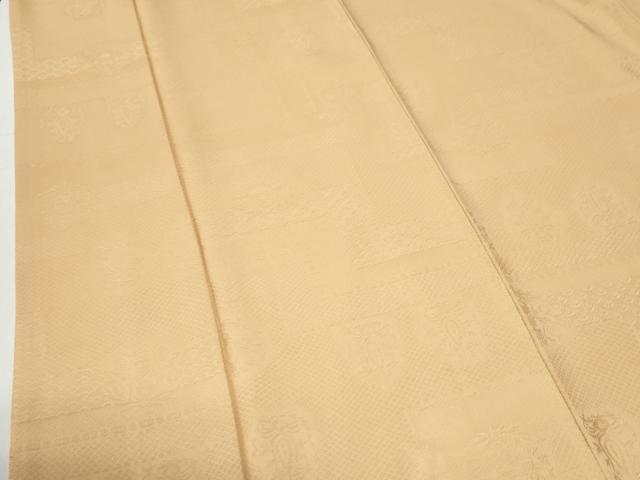 平和屋着物●上質な色無地 吉祥草花地紋 蜂蜜色 正絹 逸品 CABG0463yc