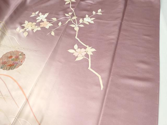 平和屋着物●中国三大刺繍 スワトウ刺繍 訪問着 立波雪輪御所車花文 暈し染め 金彩 正絹 逸品 未使用 CABG0465yc