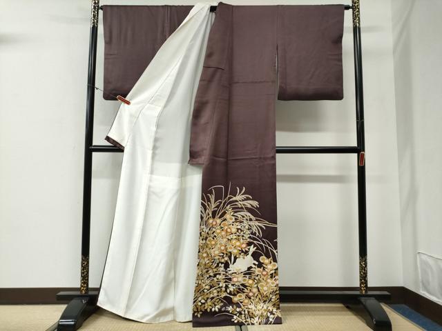 平和屋着物●豪華色留袖 駒刺繍 兎 芒 草花文 金彩 正絹 逸品 CABG0470yc