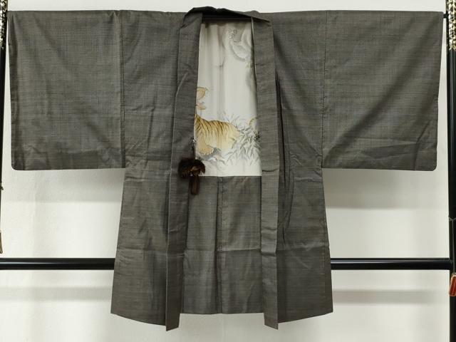 平和屋着物●男性 本場大島紬 アンサンブル 100亀甲 総詰め 羽裏:龍・虎 深田兼徳作 証紙付き 正絹 逸品 CABG0475yc