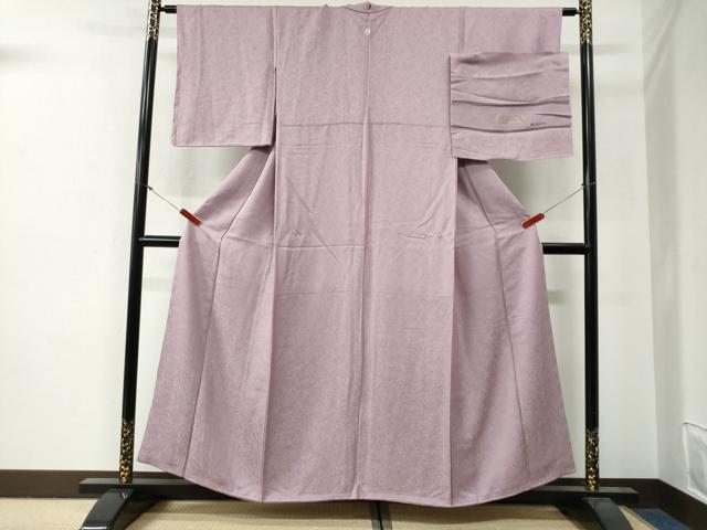 平和屋着物●上質な色無地 彩の詩 南天地紋 紅藤色 反端付き 正絹 逸品 未使用 CABG0477yc