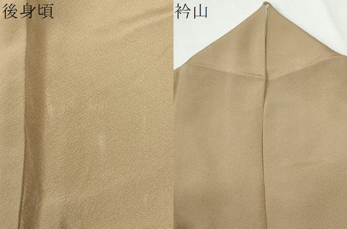 平和屋着物●上質な色無地 花友禅 榛色 反端付き 正絹 逸品 CABG0480yc