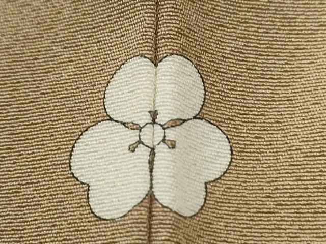 平和屋着物●上質な色無地 花友禅 榛色 反端付き 正絹 逸品 CABG0480yc