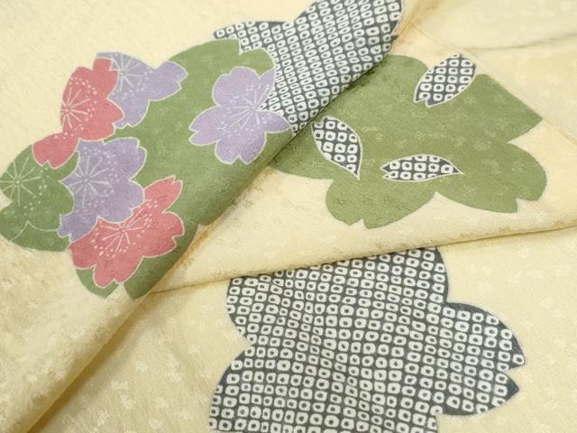 平和屋着物●長襦袢 無双仕立て 舞桜文 半衿刺繍 正絹 逸品 未使用 CABG0481yc