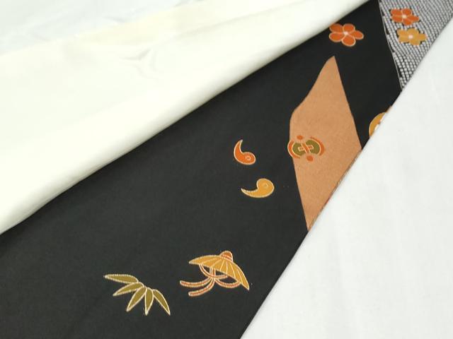 平和屋着物●豪華黒留袖 駒刺繍 鬘帯飛鶴松竹梅宝尽くし花文 金彩 三越扱い 正絹 逸品 CABG0482yc
