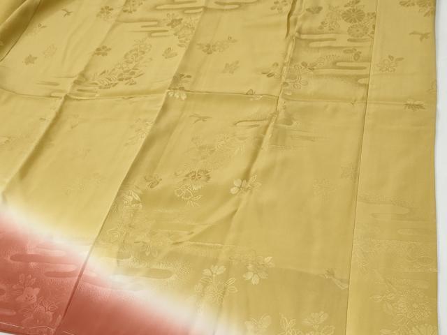 平和屋着物●長襦袢 無双仕立て エ霞草花地紋 暈し染め 鈴乃屋扱い 半衿刺繍 正絹 逸品 未使用 CABG0489yc