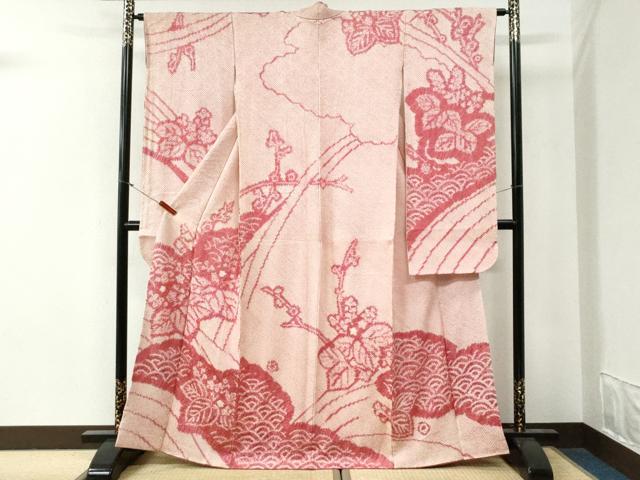 平和屋着物●豪華振袖 総絞り 青海波 桐 正絹 逸品 CABG0492yc