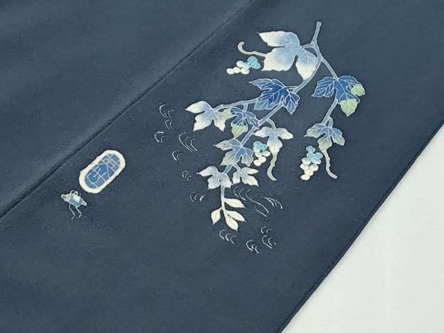 平和屋着物●本加賀友禅作家 寺井英世監修 色無地 紺藍色 正絹 逸品 CABG0493yc