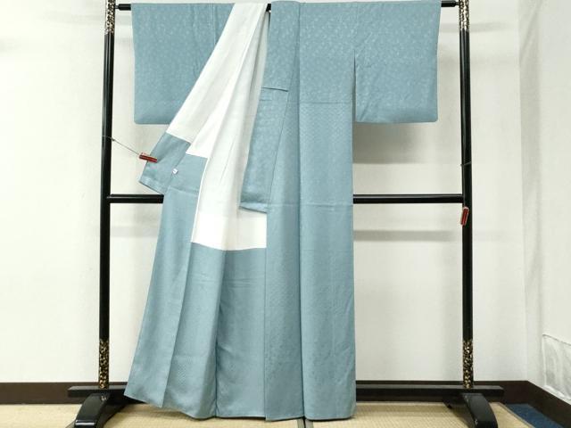 平和屋着物●上質な色無地 花唐草地紋 浅縹色 正絹 逸品 CABG0494yc