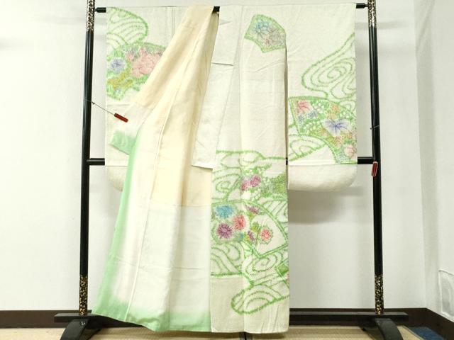平和屋着物●豪華振袖 総絞り 流水地紙草花文 正絹 逸品 CABG0495yc