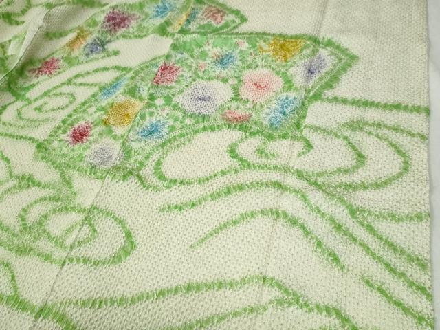 平和屋着物●豪華振袖 総絞り 流水地紙草花文 正絹 逸品 CABG0495yc