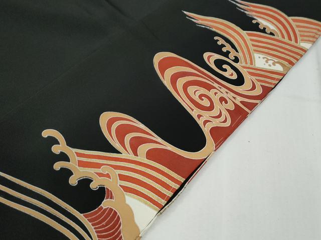 平和屋着物●豪華黒留袖 作家物 本うるし 立波飛鶴文 金彩 仮絵羽 正絹 逸品 未使用 CABG0506yc