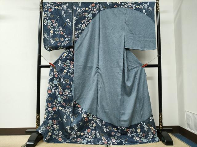 平和屋着物●訪問着 絞り 扇面草花文 金彩 仮絵羽 正絹 逸品 未使用 CABG0515yc