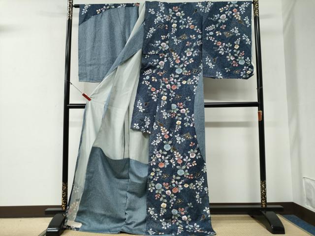 平和屋着物●訪問着 絞り 扇面草花文 金彩 仮絵羽 正絹 逸品 未使用 CABG0515yc
