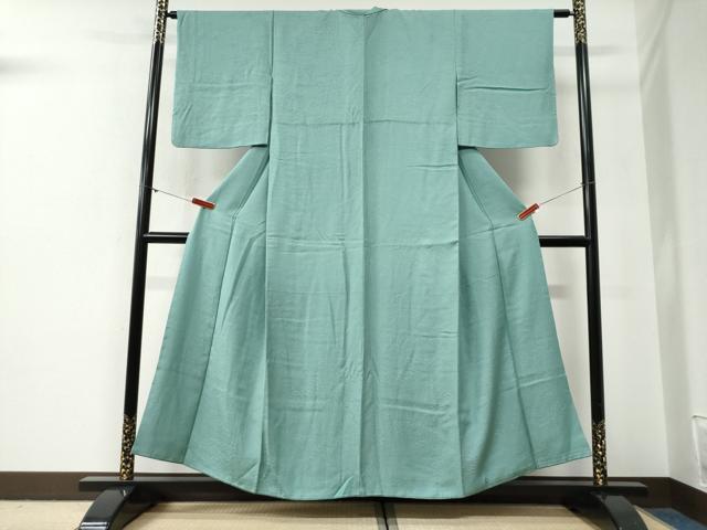 平和屋着物●上質な色無地 竜田川花松地紋 青磁色 正絹 逸品 CABG0523yc