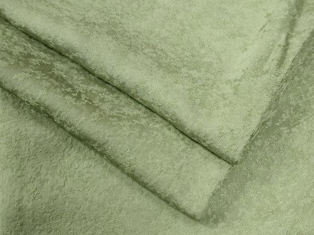 平和屋着物●上質な色無地 吉祥地紋 柳色 正絹 逸品 CABG0525yc