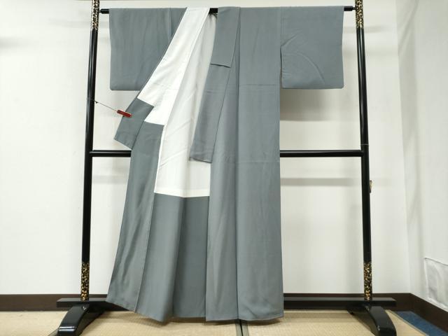 平和屋着物●上質な色無地 鼠色 正絹 逸品 CABG0529yc