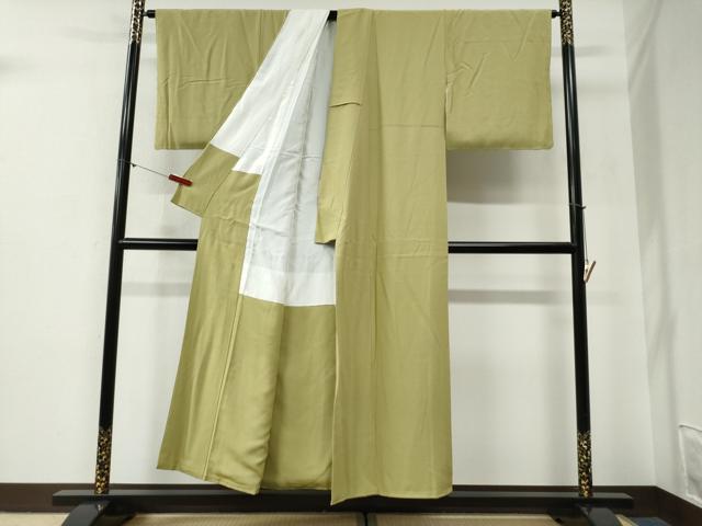 平和屋着物●上質な色無地 抹茶色 正絹 逸品 未使用 CABG0531yc