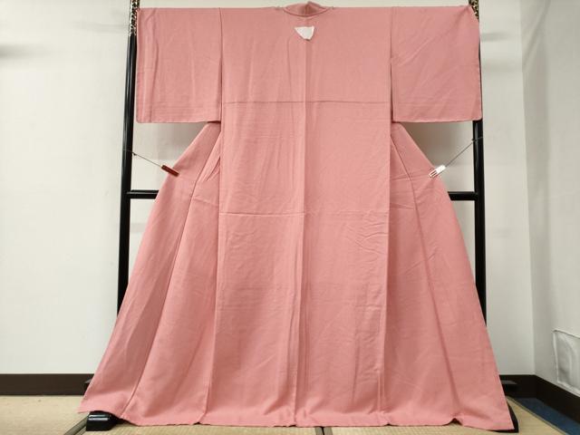 平和屋着物●上質な色無地 紋意匠 紅梅色 ロング丈 正絹 逸品 未使用 CABG0535yc