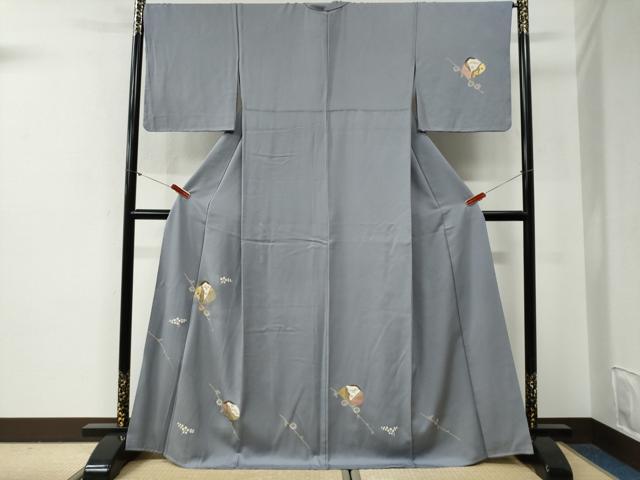 平和屋着物●訪問着 駒刺繍 貝合わせ枝花文 金彩 正絹 逸品 CABG0538yc