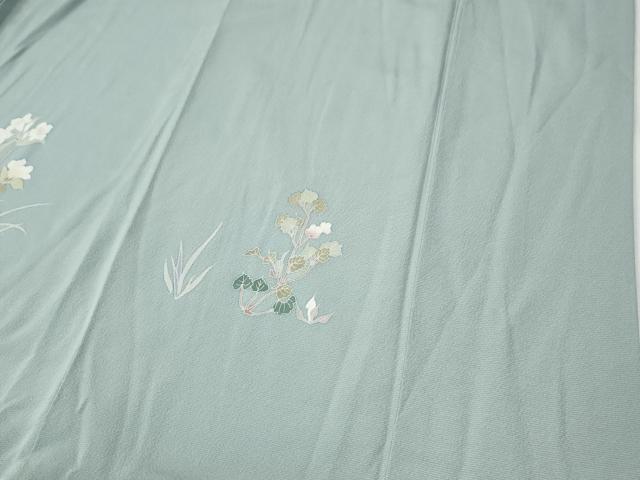 平和屋着物●訪問着 友禅 流水群鶴草花文 暈し染め 正絹 逸品 CABG0545yc